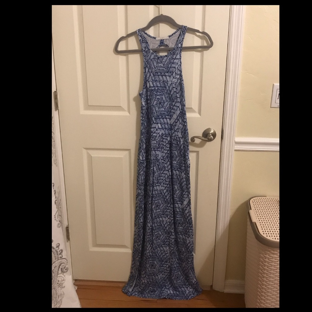 Blue Patterned Maxi Dress